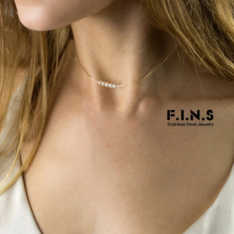 Ожерелье женское из нержавеющей стали с искусственным жемчугом и