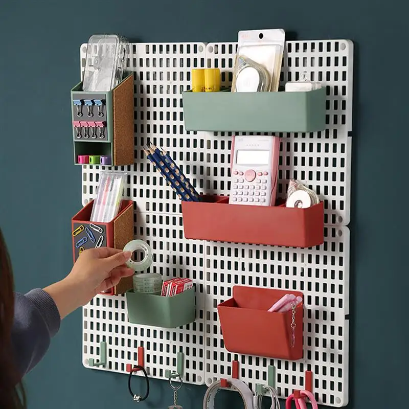 

Punch-for Storage, No Racks Wall Storage Organizer Plastic Hole Board Holder for Home Kitchen Bathroom Decor