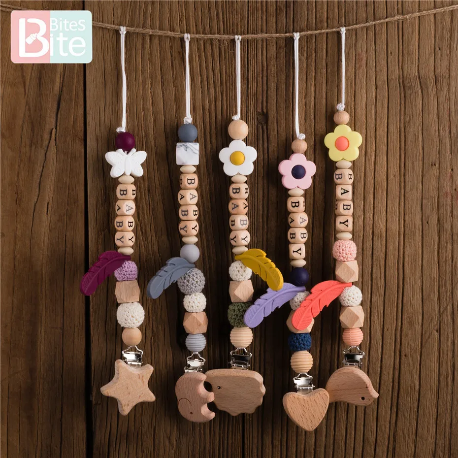Mordedura de silicona para beb&eacute;, chupete de dibujos animados, cadena de dentici&oacute;n de elefante, chupete, regalo de enfermera de nacimiento, 1 ud.-5