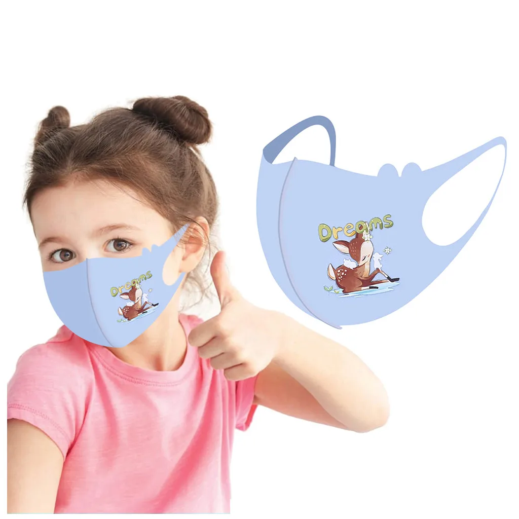 

5pcs Child Kids Reusable Cartoon Print Breathable Safe Protection Mask Dustproof Mouth Mask Cotton Face Mouth Mask Maschera d5