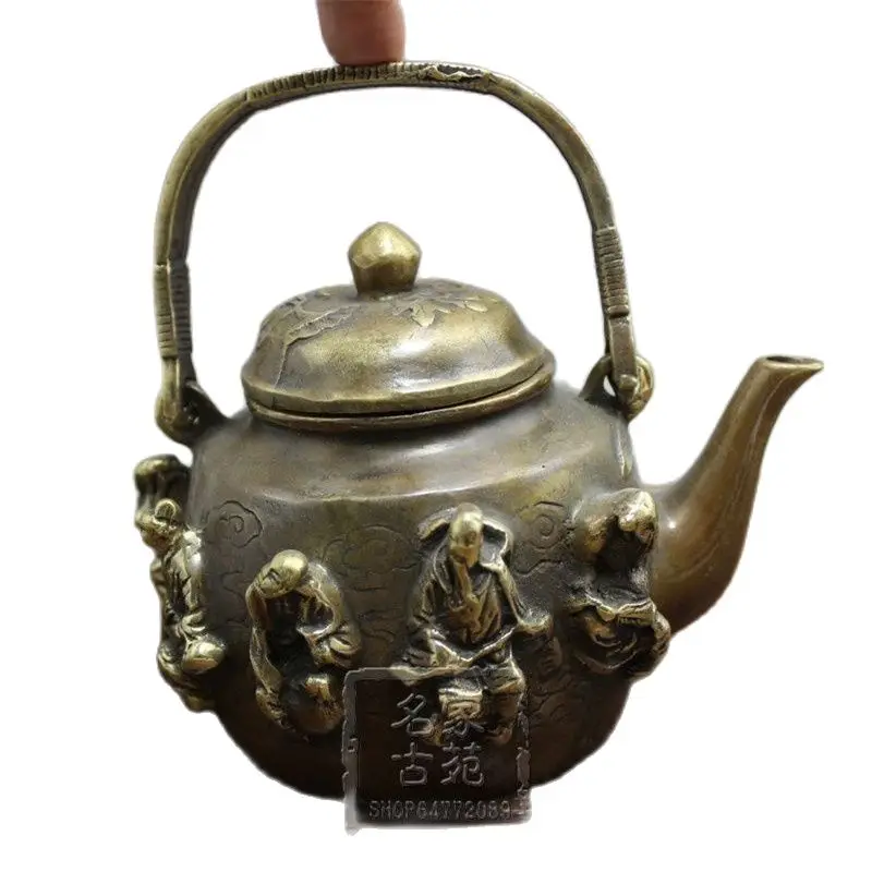 

Старинные Бронзовые поделки, латунный чайник, горшок, резная фигурка, восемь лет Xuande system
