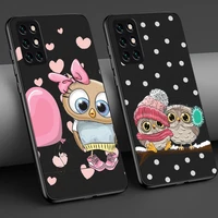 cartoon owl case for oneplus 9 9r 8 8t 7 7t 6 6t pro nord n10 n100 phone cases for 19 19r 18 17 16 black tpu cover capa