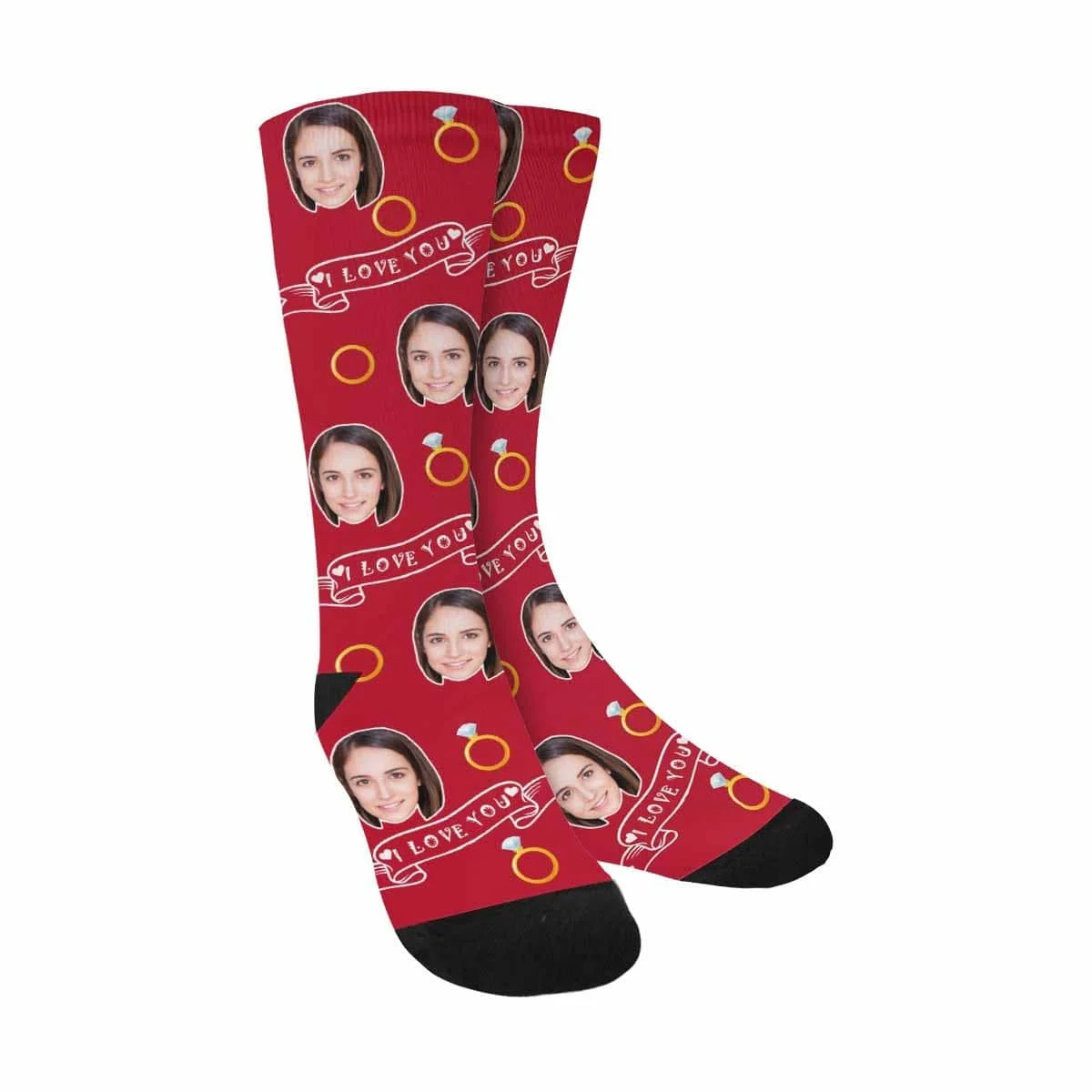 

Custom Face Red Love Sublimated Crew Socks