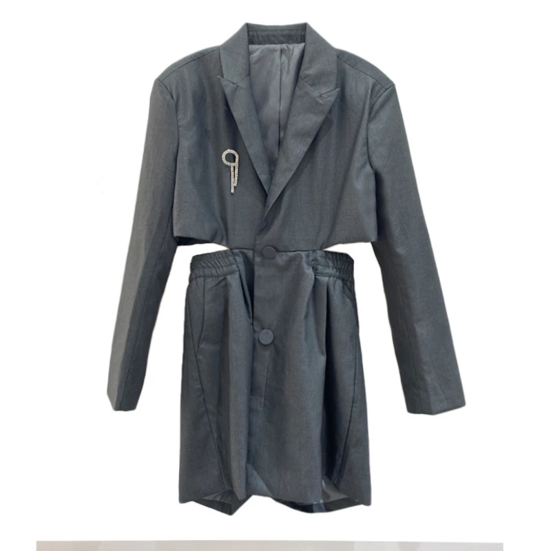 

DEAT 2021 New Spring Autumn Fashion Casual Long Sleeve Loose Button Temperament Slim Fit Thin Suit Jumpsuit Romper Women SK583