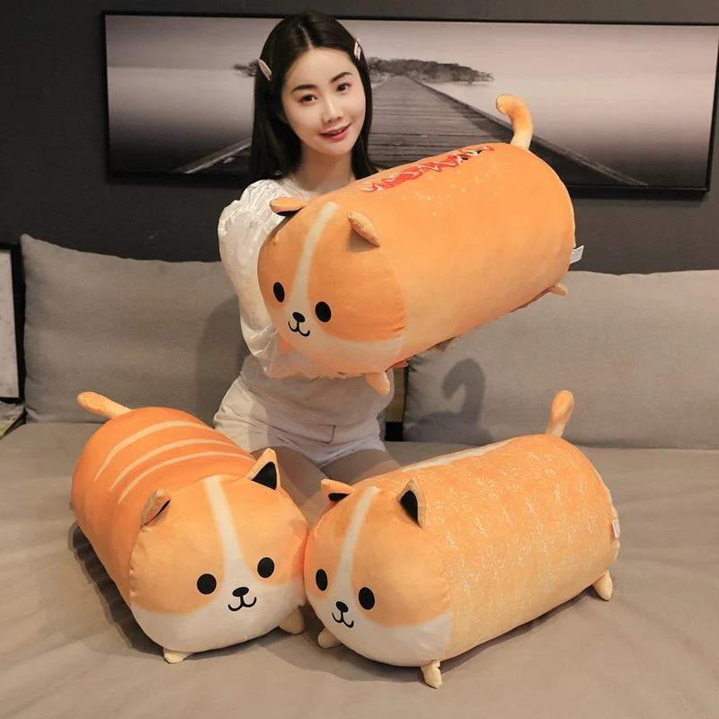 

Huggable New Creative Bread Dog Plush Pillow Toy Soft Stuffed Cartoon Food Dog Doll Bed Girls Sleeping Pillow Cushion Presents