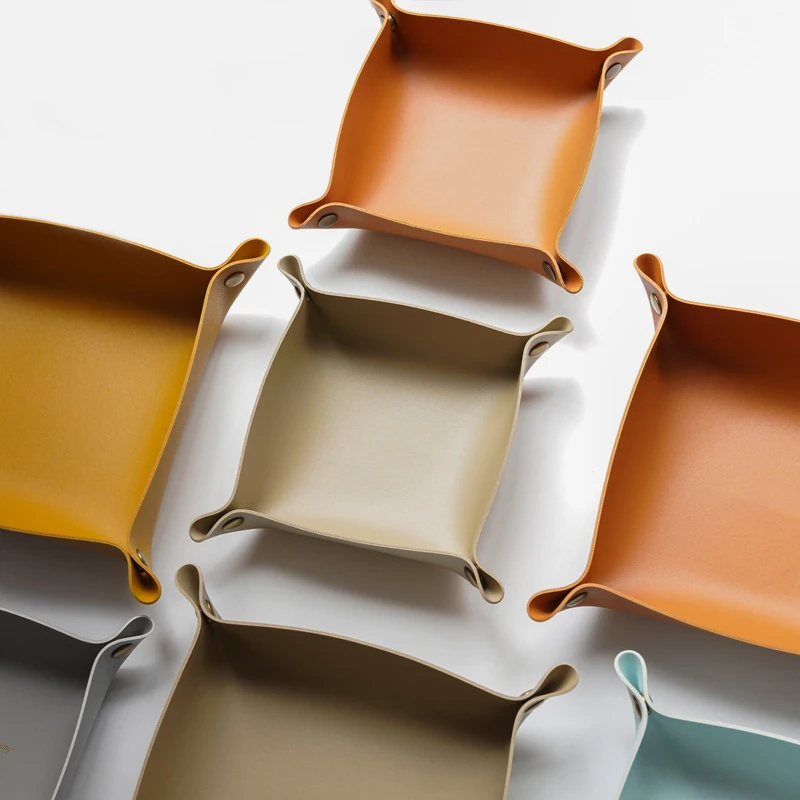 

PU Leather Storage Trays Home Decorative Trays for Key Wallet Makeup Desktop Storage Box HFD889