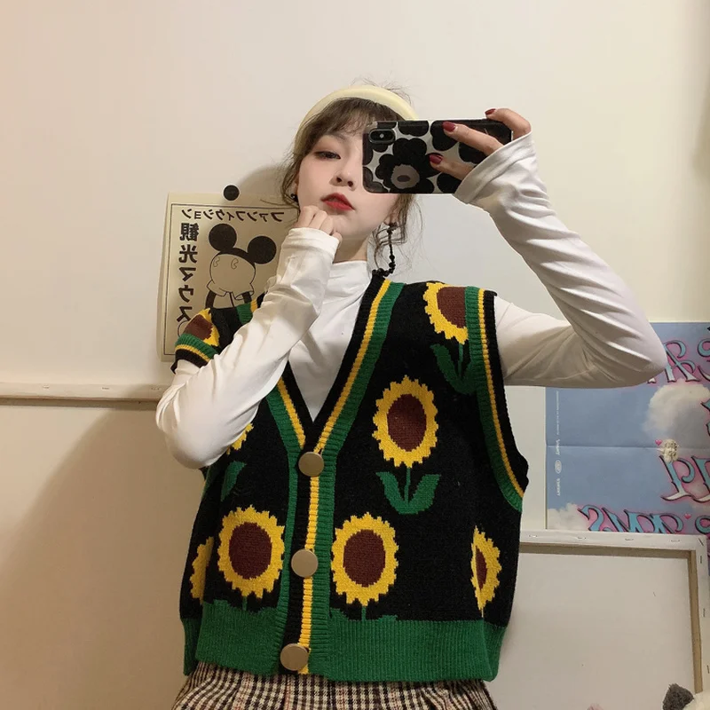 Vest Women Spring Artistic Loose Vintage College Knitted Ins All-match Soft Outwear Daily Cropped Students Design Retro Teens BF | Женская