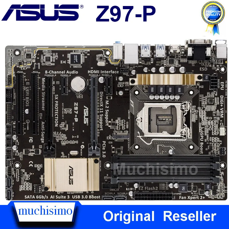 Материнская плата Asus Z97-P LGA 1150 с поддержкой i7 i5 i3 32 ГБ DDR3 PCI-E 3 0 VGA DVI оверлочный