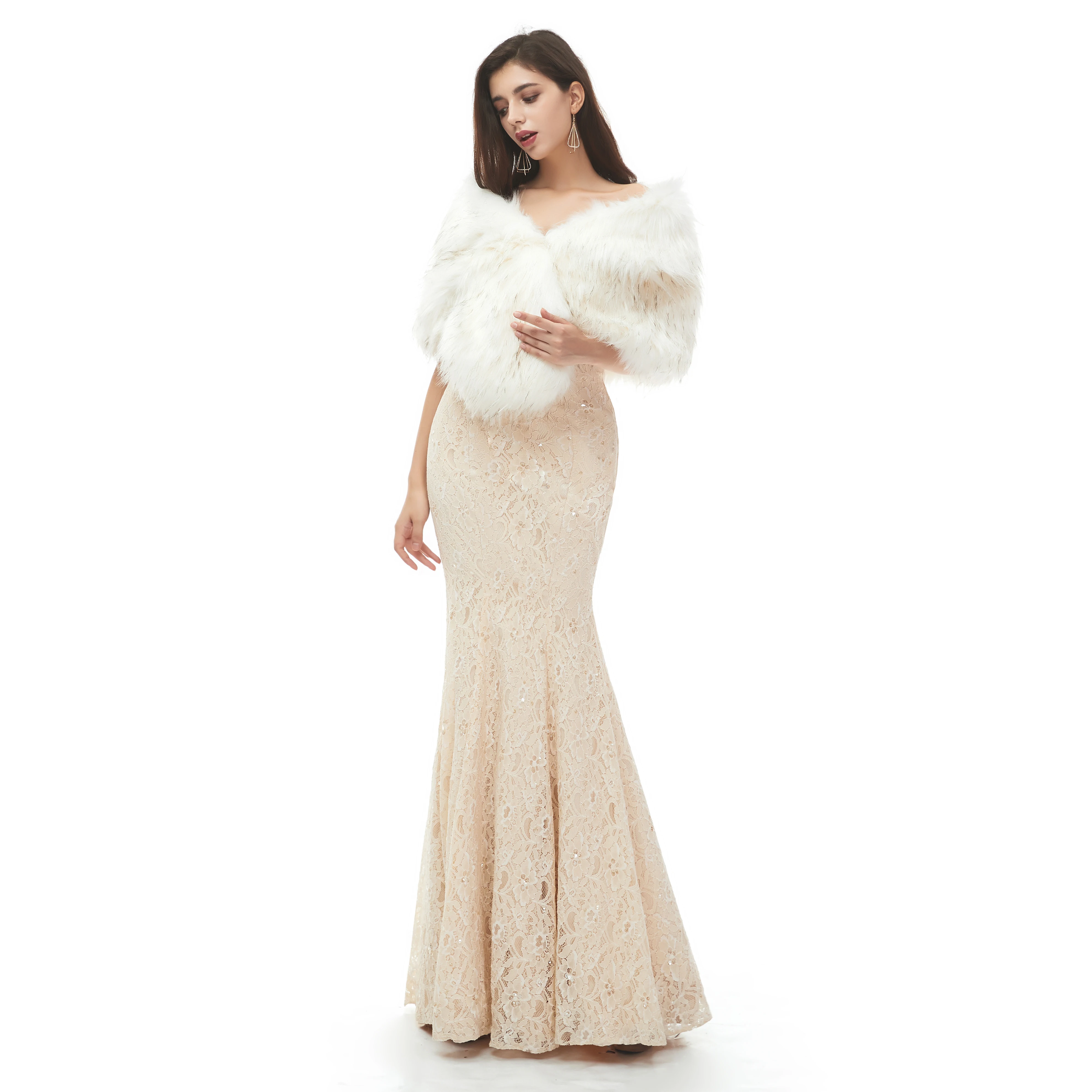 JaneVini 2020 элегантная шаль из искусственного меха свадебная накидка зимние теплые