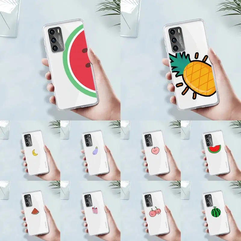 

Avocado Cute cartoon fruit watermelon animal Phone Case Transparent For Huawei 8 7 6 5 4 3 2 pro SE i E Soft TPU Clear