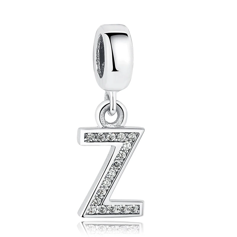 2019 NEW 925 Sterling Silver Vintage T to Z Clear CZ 26 Letter Alphabe Bead Charms Fit Bracelets DIY Jewelry | Украшения и