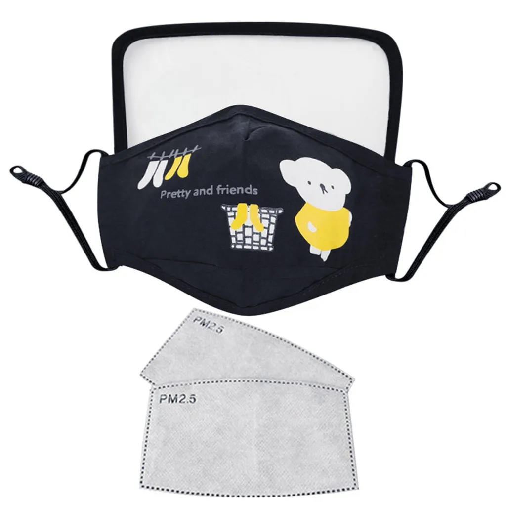 

Child 6PC Face Protective 6PC Face Mask with Eyes Shield + 12Filters Mouth Cover Protective Face Mask Face Shield Fashion