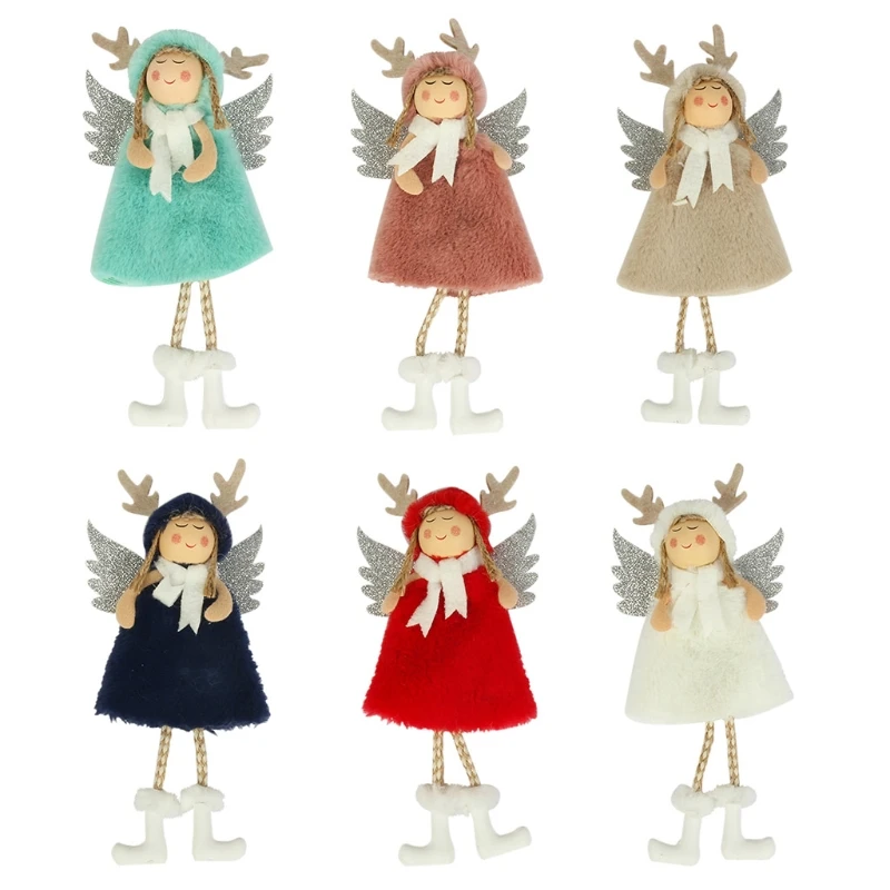 

6pcs Christmas Tree Ornaments Angel Doll Pendant Hanging Decoration Plush Elf Thanksgiving Day Gifts B03E