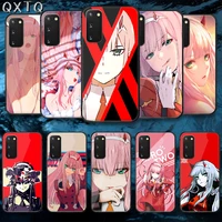 qxtq darling in the franxx 02 tempered glass phone case cover for samsung galaxy note s 9 10 20 21 e plus ultra m 31 51 fe