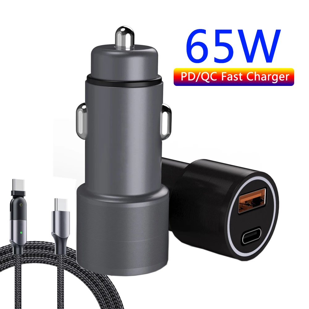 65 вт автомобильное зарядное устройство USB Type C двойной порт PD QC быстрая зарядка