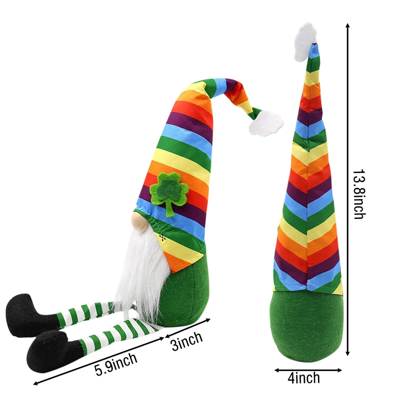 

2PC St. Patrick's Day Gnome Gift Irish Plush Faceless Doll Decorations Kids Birthday Present Home Ornaments Tabletop J60