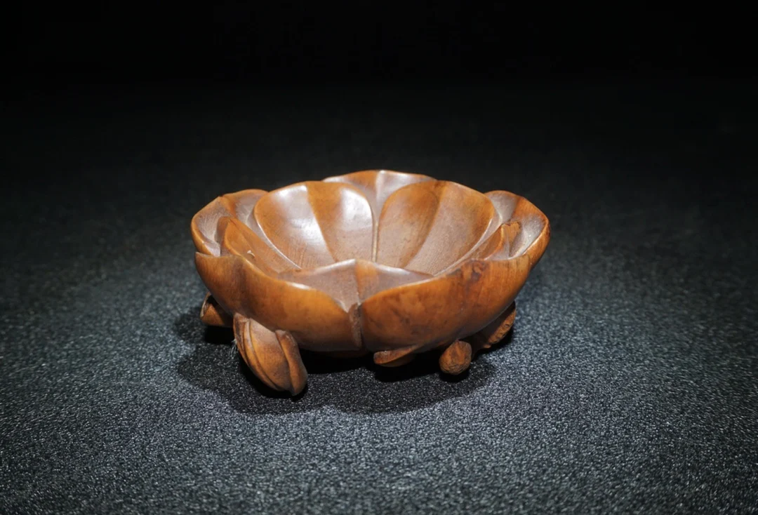 

Home Decor 3" Chinese Seikos Bronze Lotus leaf brush wash Lotus shape pen and ink Four Treasures of the Study Inkstone Crafts