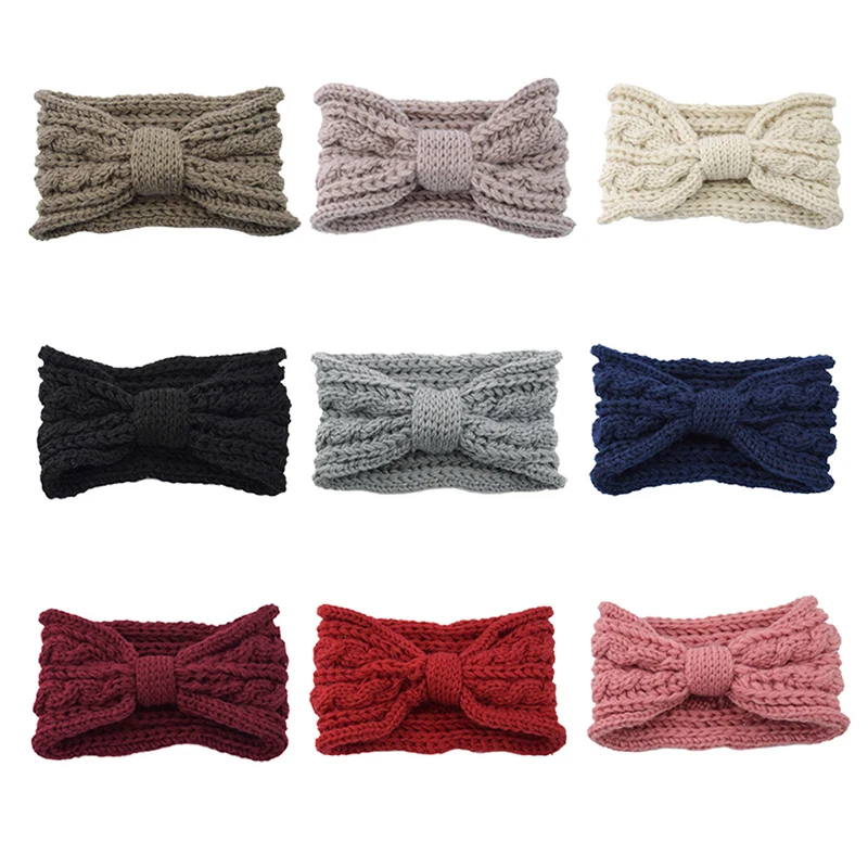 Зимняя Теплая повязка на голову женская вязаная крючком плетеная шерстяная