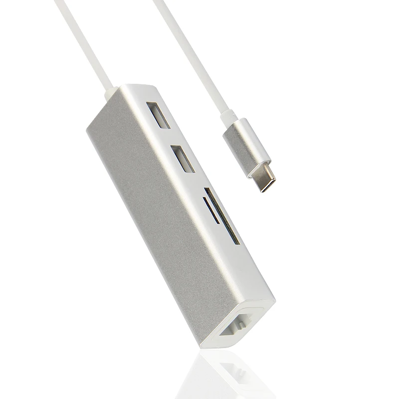 

AJIUYU Type C Hub USB-C Adapter Dock Gigabit Ethernet USB C SD TF Card reader Multi Port Thunderbolt 3 For MacBook Pro Air 2018