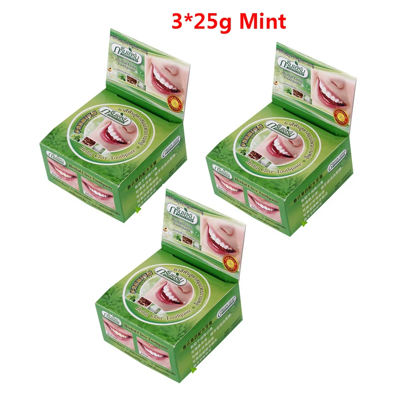3box 25g Mint Зубная паста из кокосового ореха, 25 г, 10 г, порошок для удаления зубного налета, паста для защиты десен - Цвет: 3box 25g Mint