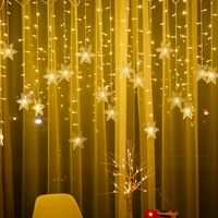 christmas snowflakes led string lights curtain light flashing waterproof holiday party decoration connectable fairy light 3 2m