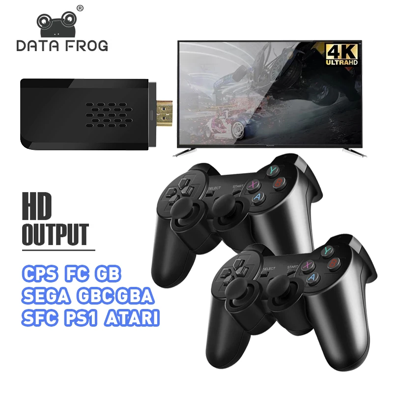

DATA FROG Y3 Slim 10000+ Games 4K HDMI-Compatible Game Stick Wireless Controller For PS1/SNES/NES Retro TV Dendy Game Console