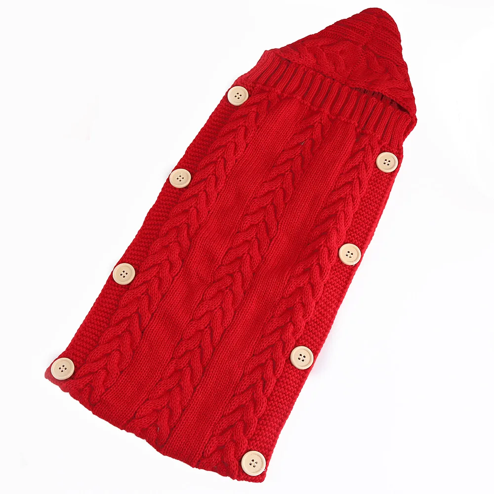 Рождественское одеяло для новорожденных мальчиков и девочек вязанное крючком зимнее теплое Пеленальное Одеяло для детей мягкий спальный мешок на пуговицах