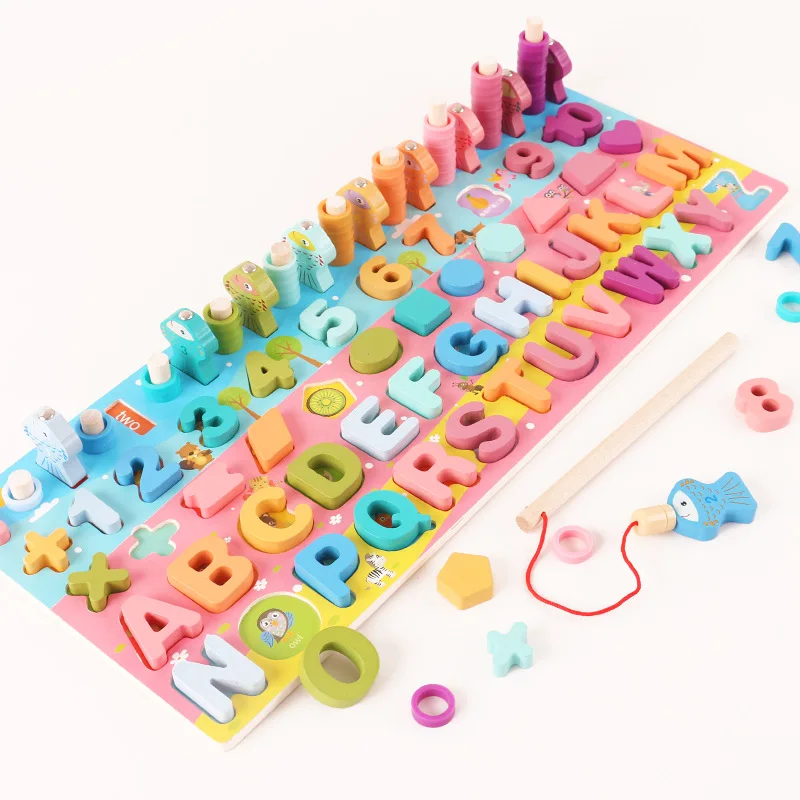 

Montessori Educational Wooden Toys For Kids Board Math Fishing Count Numbers Digital Shape Match Early Education Child Gift Toy