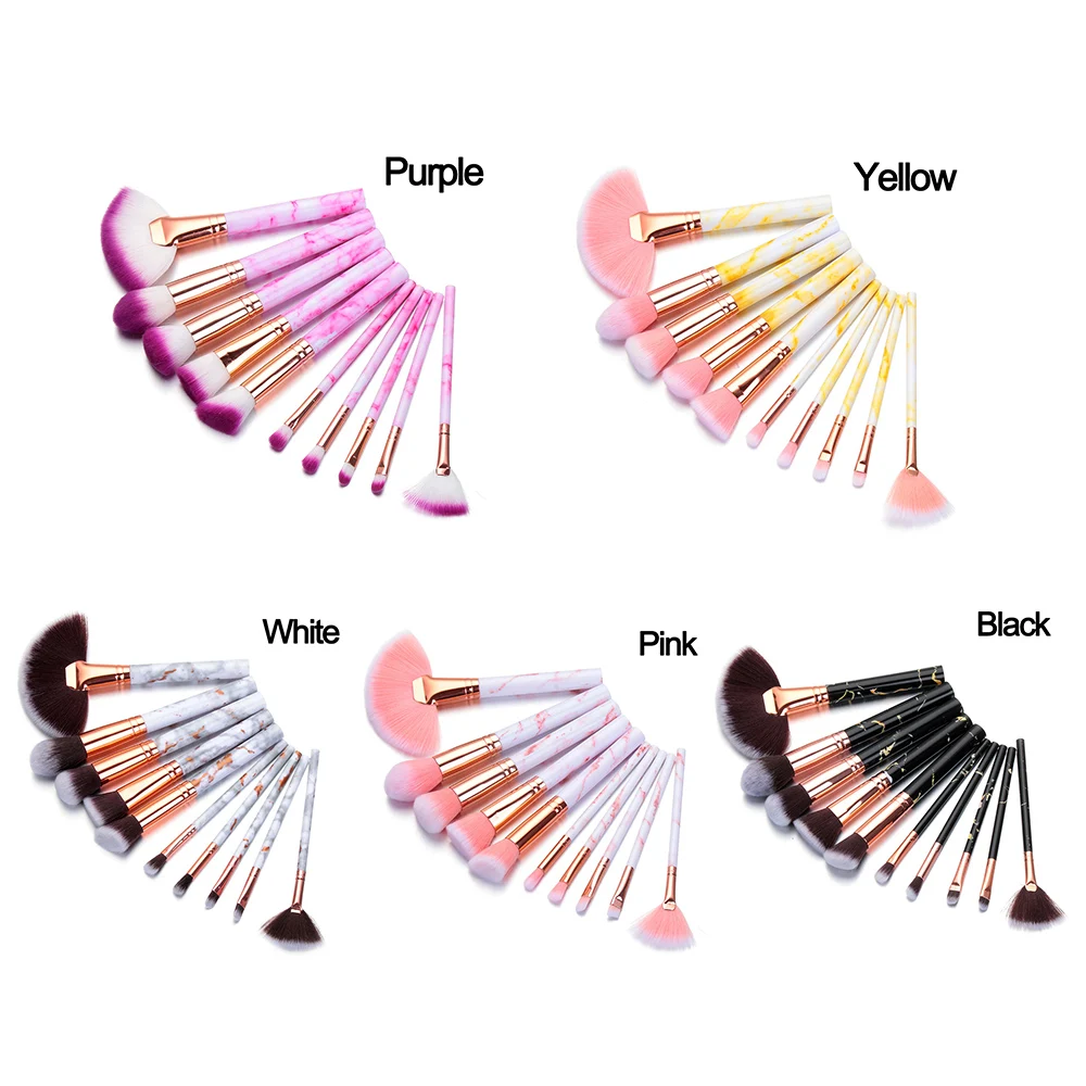 Набор кистей для макияжа с мраморной печатью набор лица основы губ и глаз