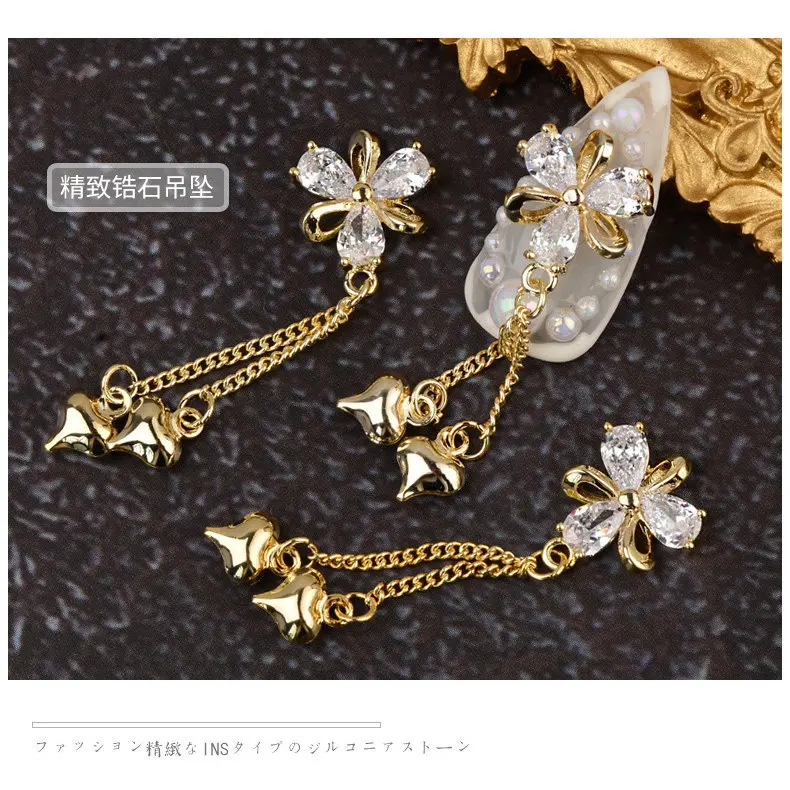 

2pcs 3d alloy Zircon rose flower peacock nail art decorations supplies crystal rhinestones gems nails accessories jewelry charms
