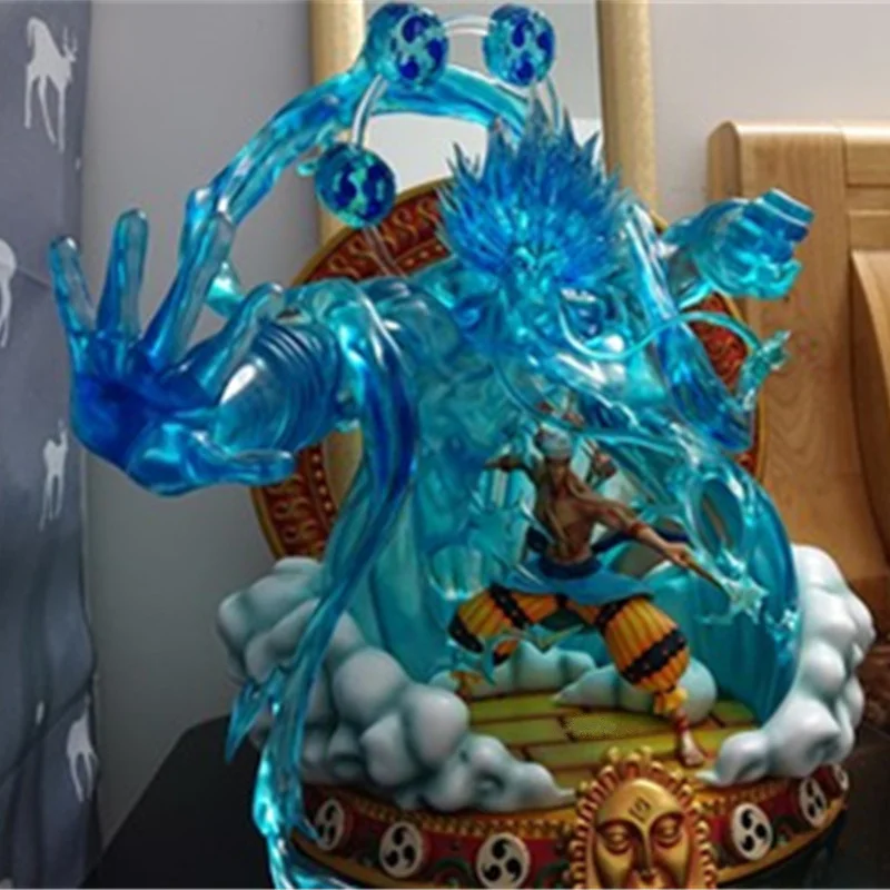 

24" ONE PIECE Enel Statue God Sky Piea Bust Thunder Fruit Full-Length Portrait With LED Light GK Action Figure Toy BOX 62CM Q800