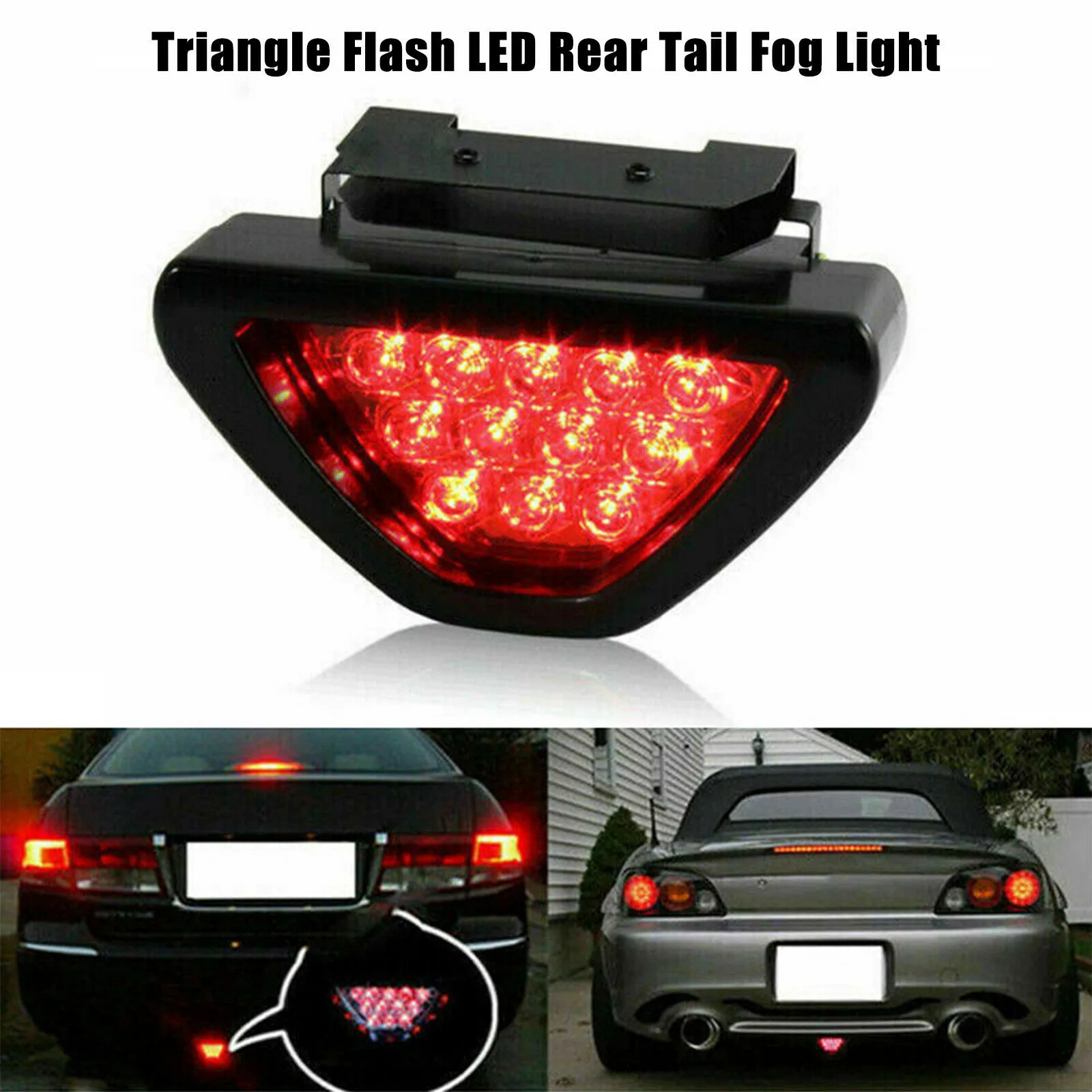 

LED Lights Triangle Flash Brake Warming Lamp Motorcycle Rear Tail Fog Light Ultra-bright 12 LED Bulbs For ATV Car SUV Trucks