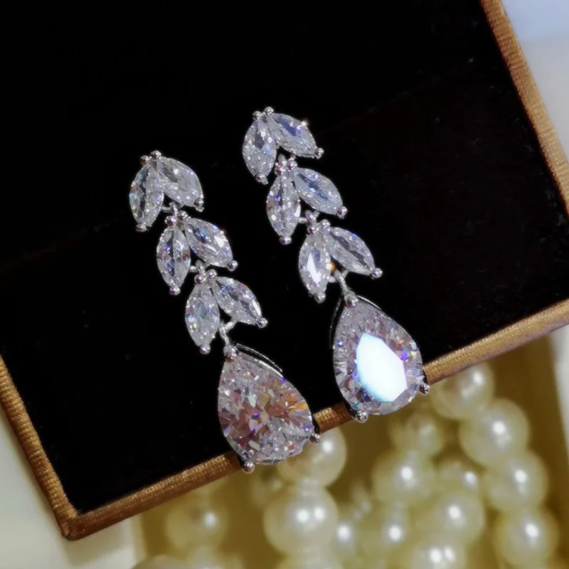 Huitan элегантные женские висячие серьги с кристаллами и цирконием великолепные