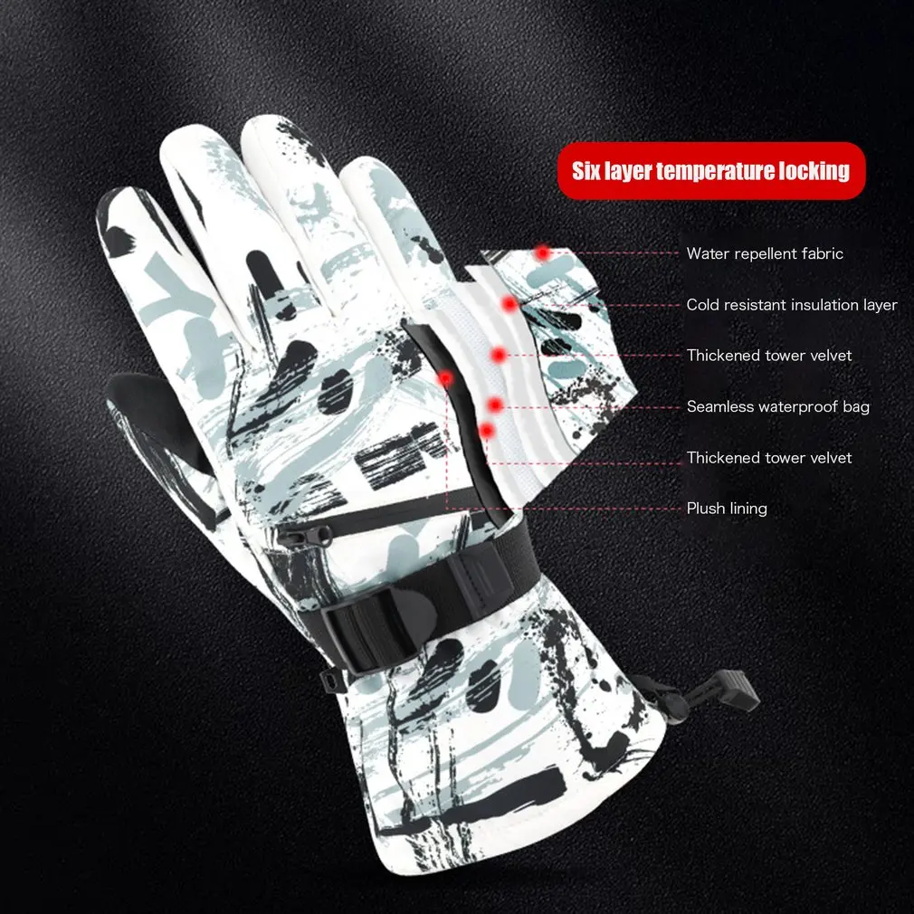 

Outdoor Ski Mountaineering Warm Gloves Plus Velvet Thickened Cycling Gloves Motorcycle Non-slip Gloves
