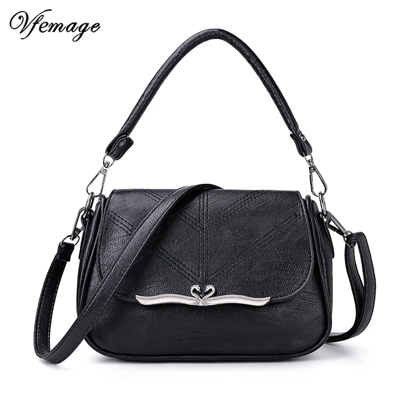Vfemage 2019 маленькие женские Сумки из искусственной кожи с клапаном сумки на плечо