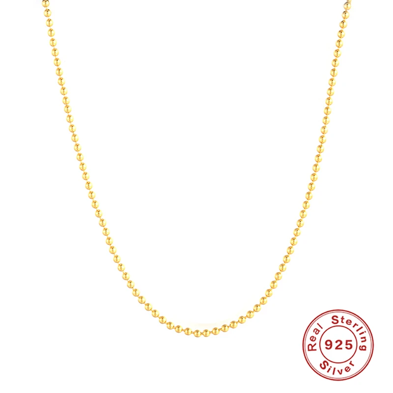 

ROMAD Trendy Small Beads Strand Choker Necklace for Women 925 Sterling Silver Lock Clavicle Necklaces Fine Jewelry Gift collares