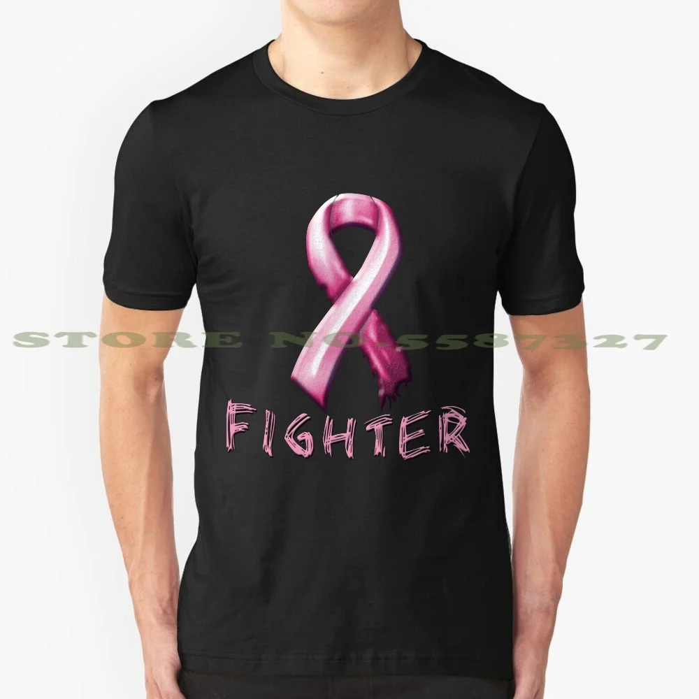 

Breast Cancer Fighter Pink Ribbon Awareness black white tshirt for men women