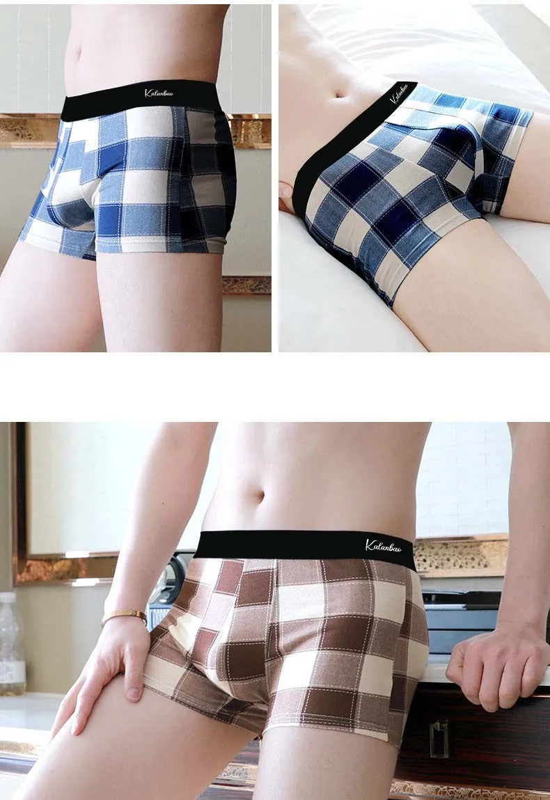 3pcs  Mid waist underpants men's Solid Color PantiesBoxers Large plus size shorts Modal breathable Male  underwear