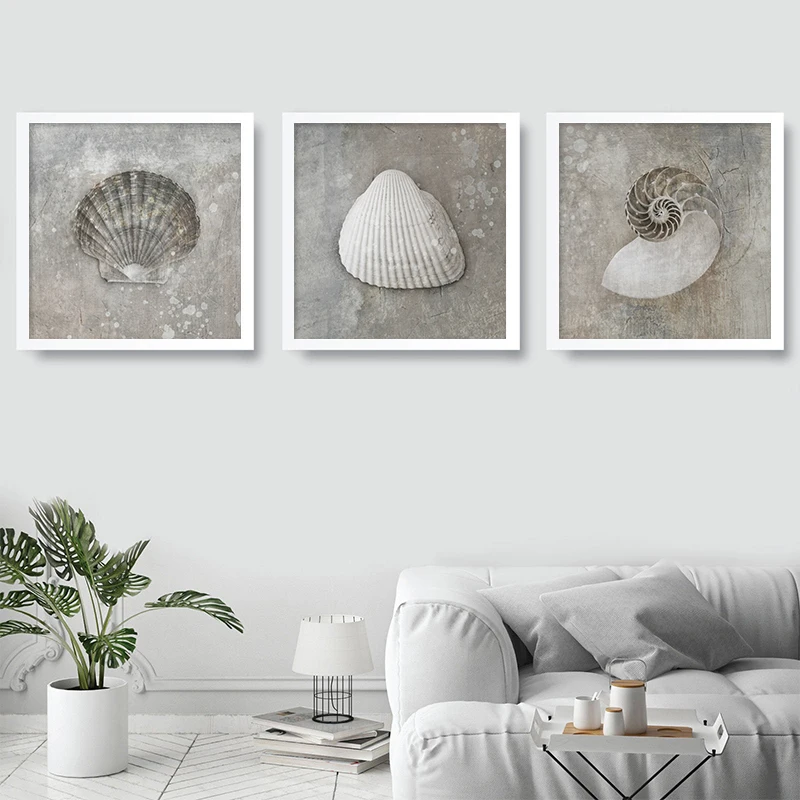 Картина Морская жизнь постеры и принты в стиле ретро с ракушками морскими