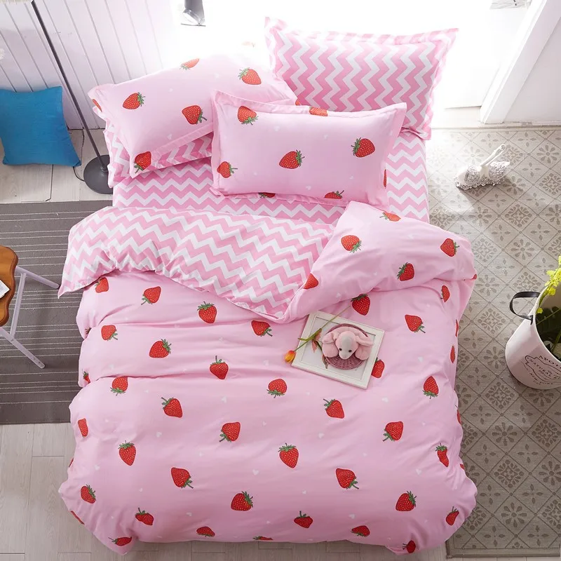 denisroom pink heart bedding set cover cute bed linens duvet queen size nordic SE41# | Дом и сад