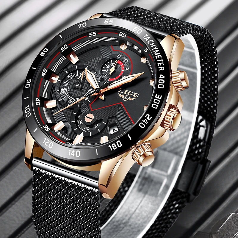 

Brand Men's Fashion Watches Men Sport Waterproof Quartz Watch Man Ultra-Thin Mesh Belt Clock WristWatches Relogio Masculino