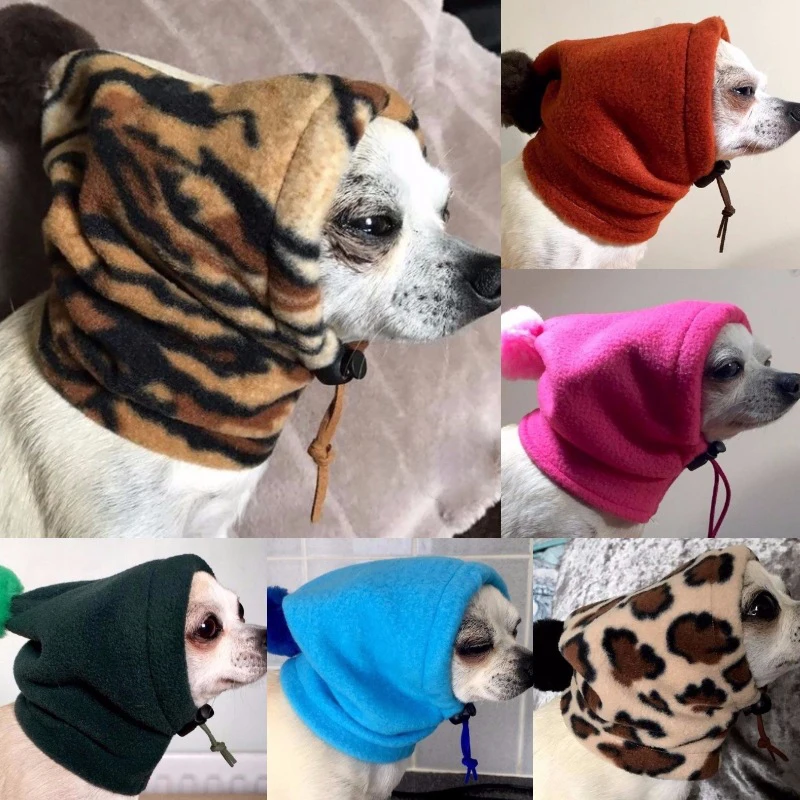 

Pet Dog Hat Warm drawstring adjustment hat winter Small Fur Ball hat Fleece Puppy Outdoor Cold Protection Cap Dog Headgear Funny