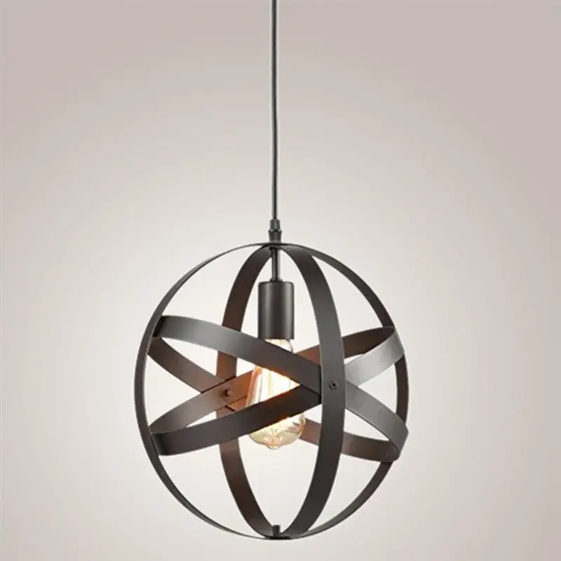 Iron Round Globe Hanging Lamp Retro Industrial Style Pendant Light For Bedroom Living Room Bar (20cm/30cm) | Лампы и освещение