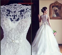 2014 hot sale white ball gown popular vera beading unique wedding dress in brazil