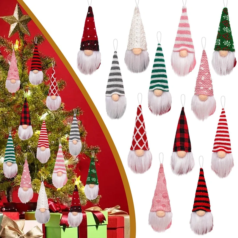 

Рождественские вязаные украшения для кукол без лица, Рождественское украшение для дома, карликовая кукла гнома, подвесные Подвески для рож...