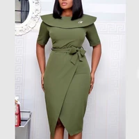 office dresses for ladies 2021 formal classy temperament ol commuter solid color elegant business work womens dress midi robe