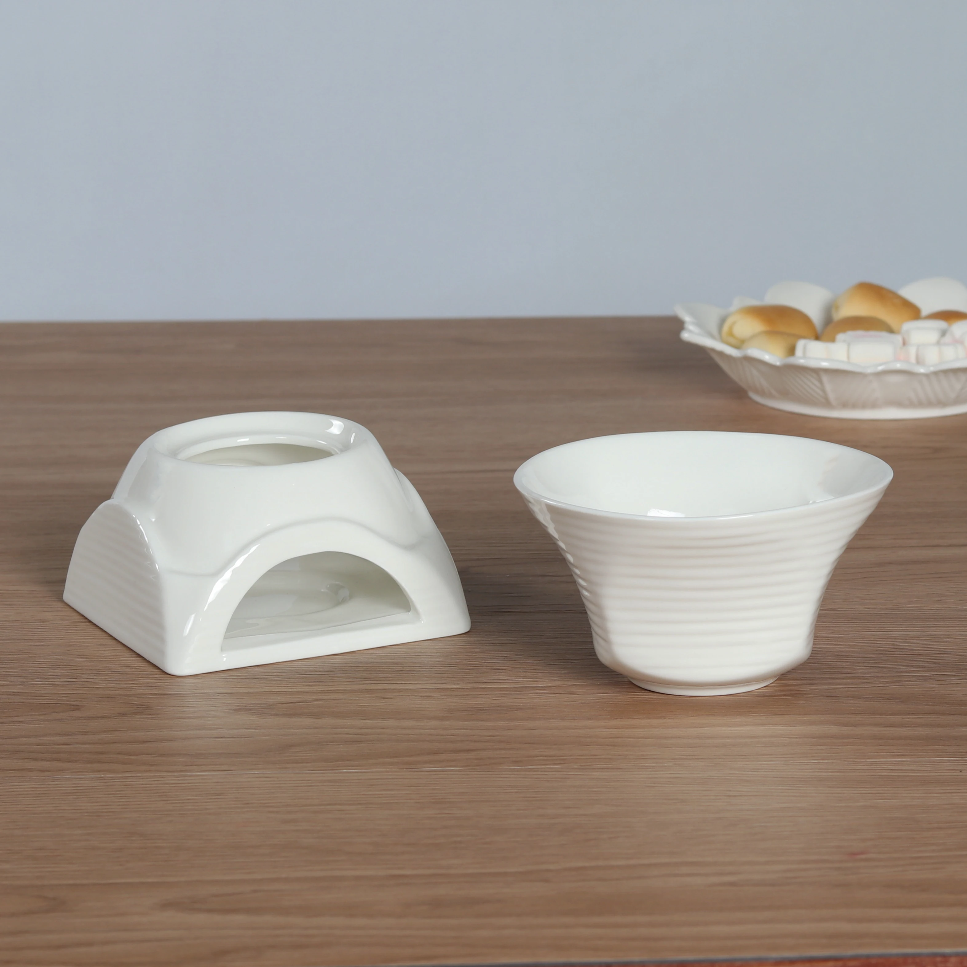 Белый керамический горшок для фондю шоколада и плавления сыра|white chocolate|pot