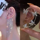 Посеребренные бабочки, металлические сверкающие циркониевые клипсы для ушей без пирсинга для женщин, модные свадебные украшения