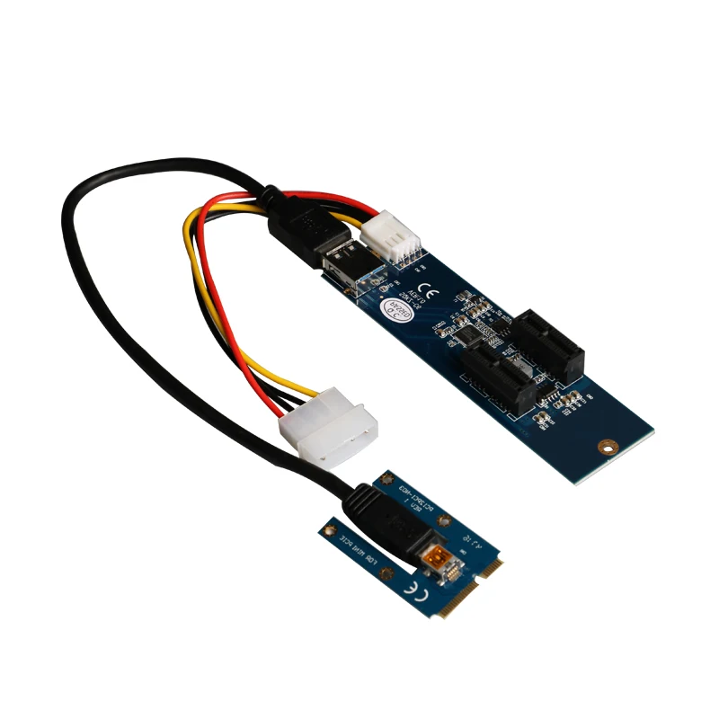 

Адаптер Mini PCI-e-PCI-Express 1x, переходник с 1 на 2 преобразователей, карта расширения USB 3,0, Удлинительный кабель, 4-контактный источник питания, PCIe 1X с...