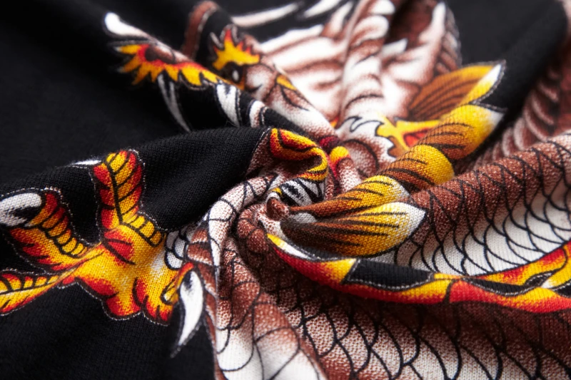 Autumn Sweater Men Jersey Clothing Black Gold Dragon Print Sweater Pullover For Men Casual Club Party Dj Clothing